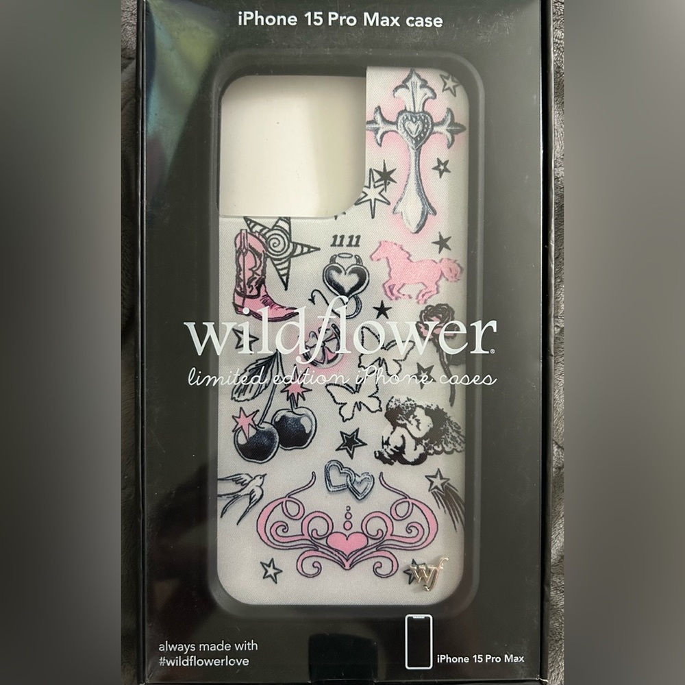 Wildflowers iPhone 15 Pro Max Case - White and Pink Design
